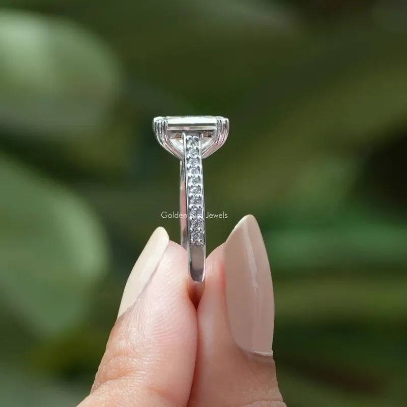 Solitaire Princess Cut Accent Stone Moissanite Ring view 7