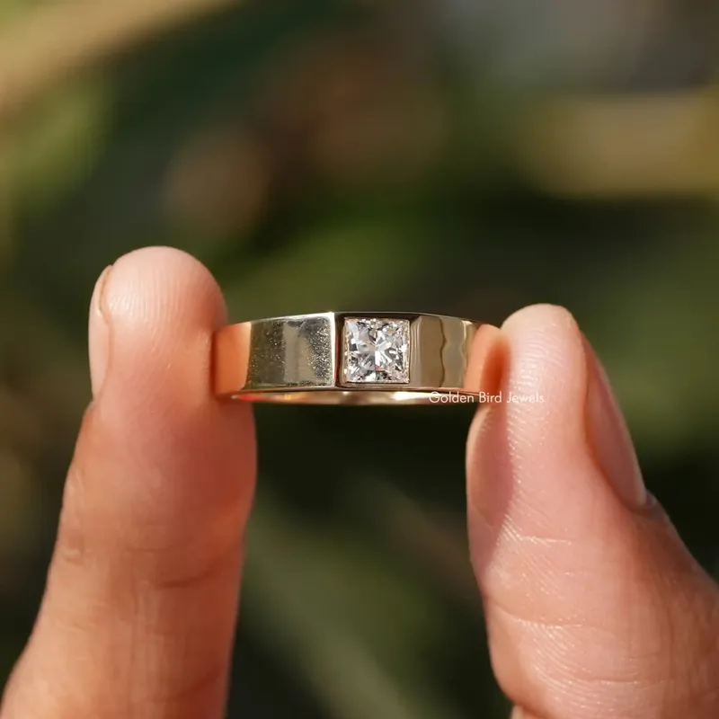 Solitaire Princess Cut Moissanite Men's Ring engagement ring