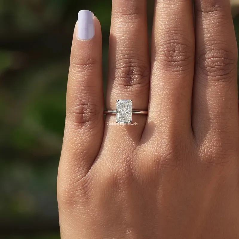 Solitaire Radiant Cut Lab Diamond Engagement Ring vy 4