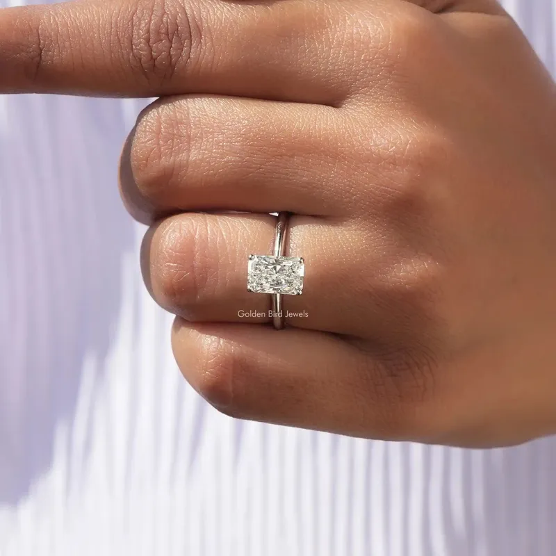 Solitaire Radiant Cut Lab Diamond Engagement Ring vy 8