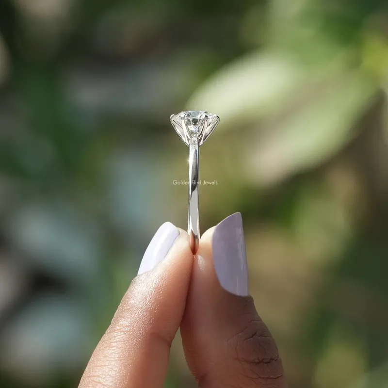 Solitaire Round Cut Lab Diamond Engagement Ring vy 2