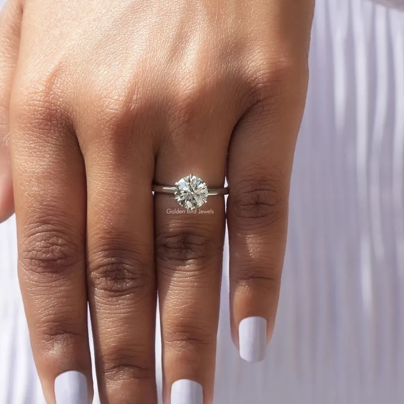 Solitaire Round Cut Lab Diamond Engagement Ring vy 7