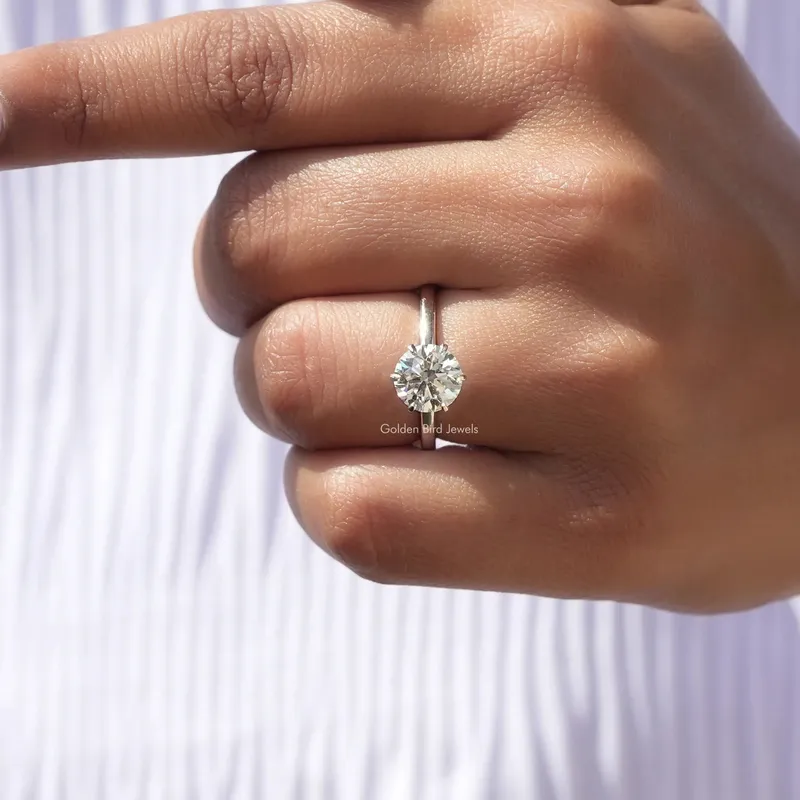 Solitaire Round Cut Lab Diamond Engagement Ring vy 8