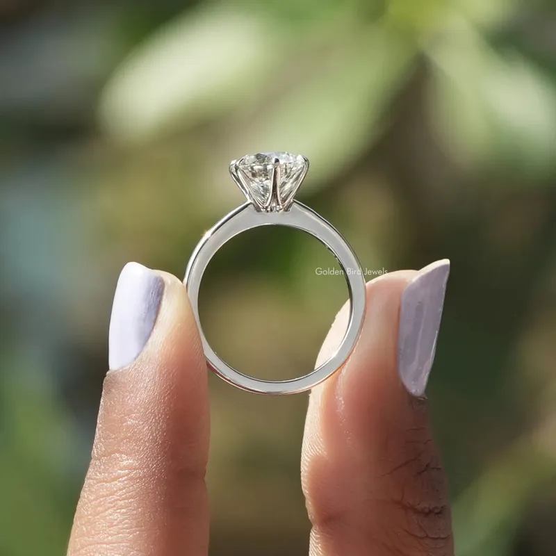 Solitaire Round Cut Lab Diamond Engagement Ring vy 3