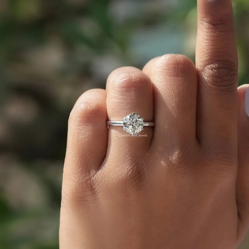 Solitaire Round Cut Lab Diamond Engagement Ring vy 5