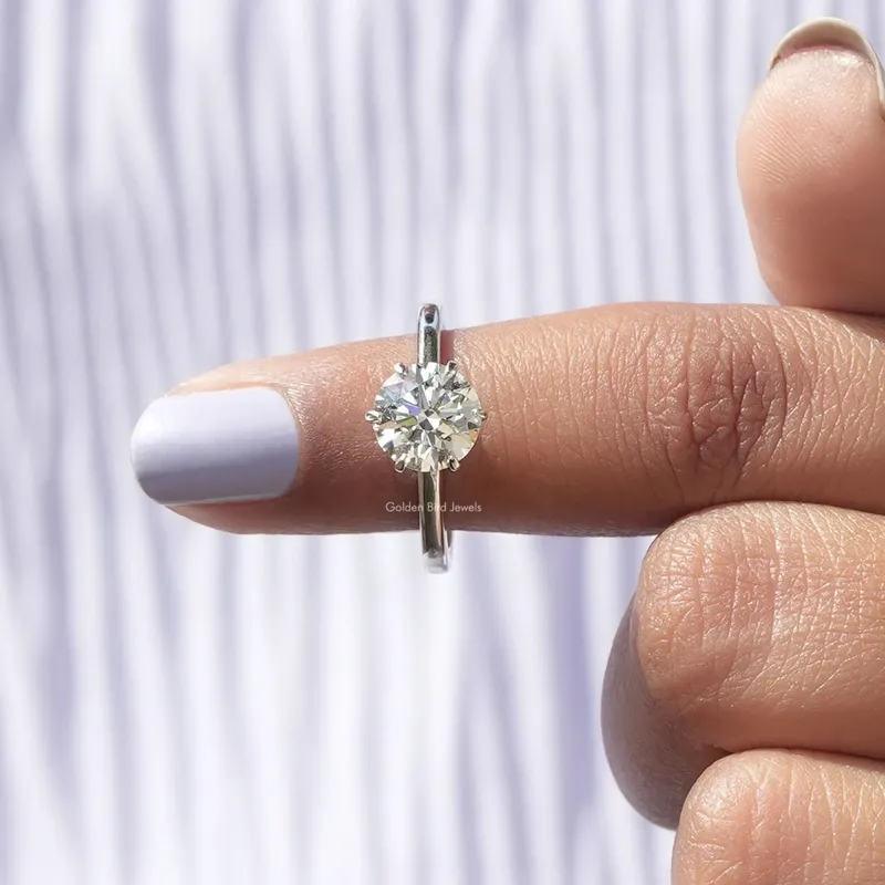 Solitaire Round Cut Lab Diamond Engagement Ring vy 6