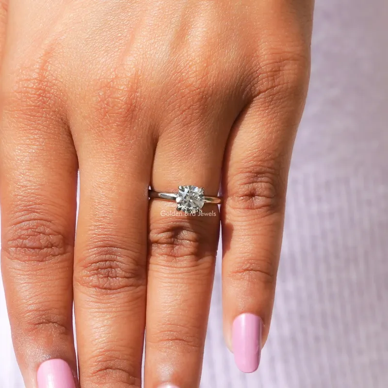 Solitaire Round Moissanite Engagement Ring view 7