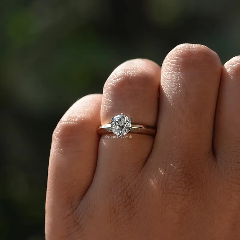 Solitaire Round Shaped Diamond Engagement Ring view 5
