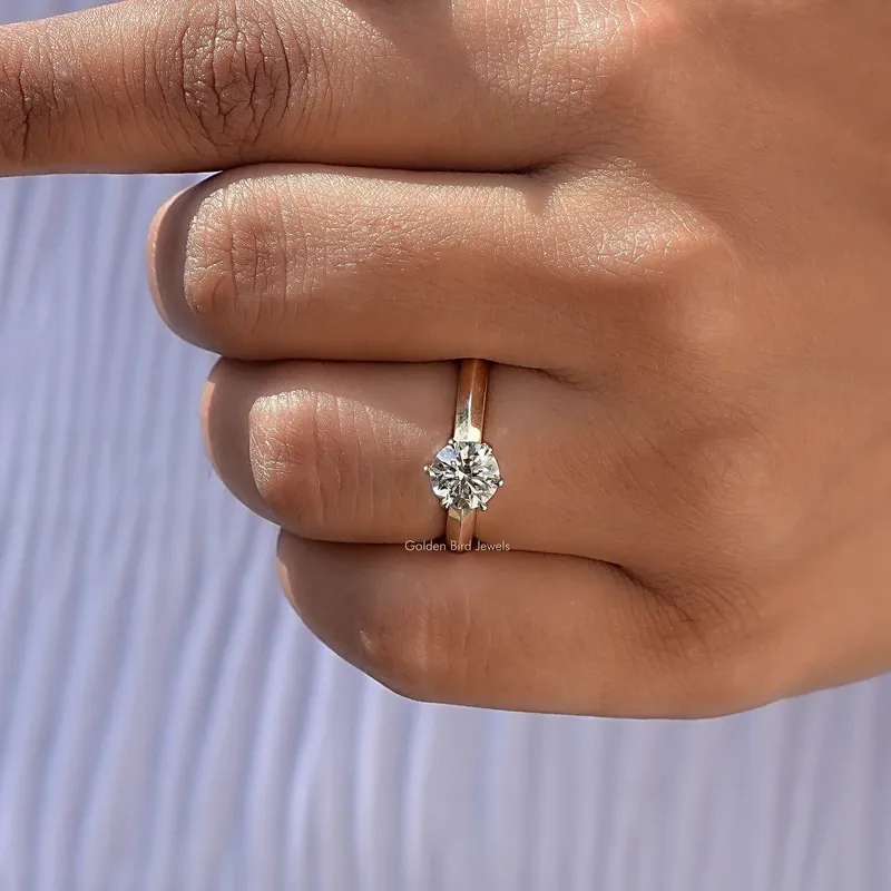 Solitaire Round Shaped Diamond Engagement Ring view 7