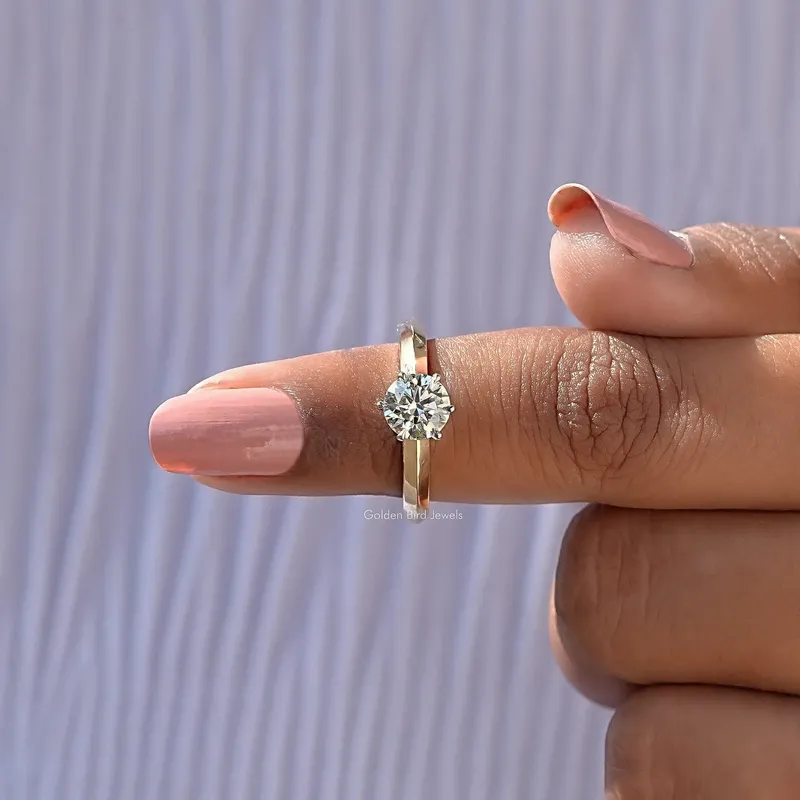 Solitaire Round Shaped Diamond Engagement Ring view 6