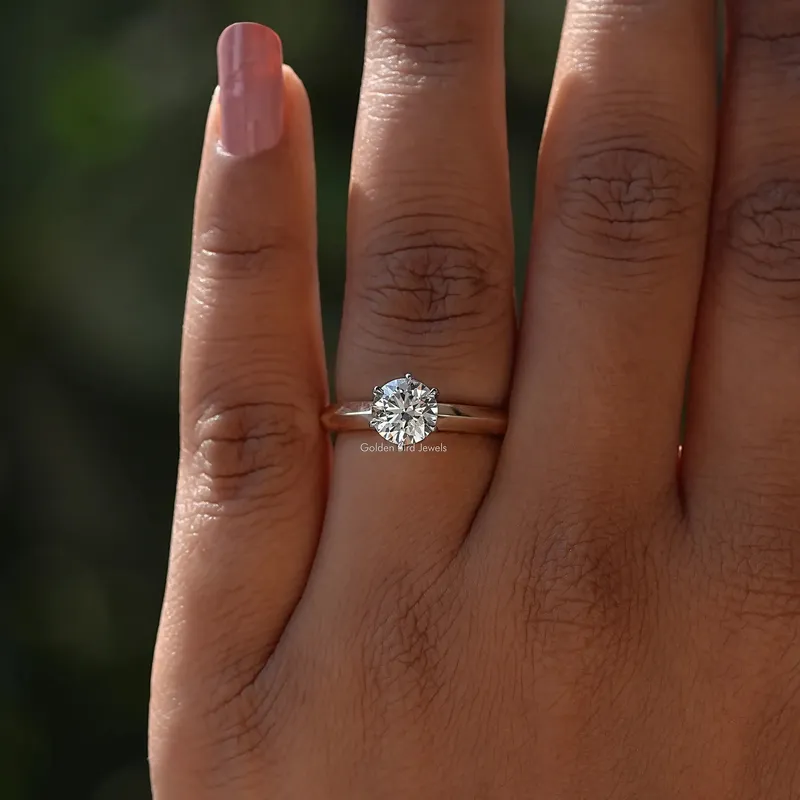 Solitaire Round Shaped Diamond Engagement Ring view 4