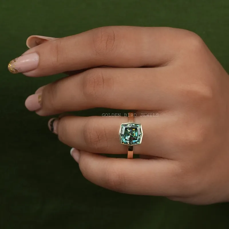 Step Cut Cushion Cut Moissanite Engagement Ring view 2