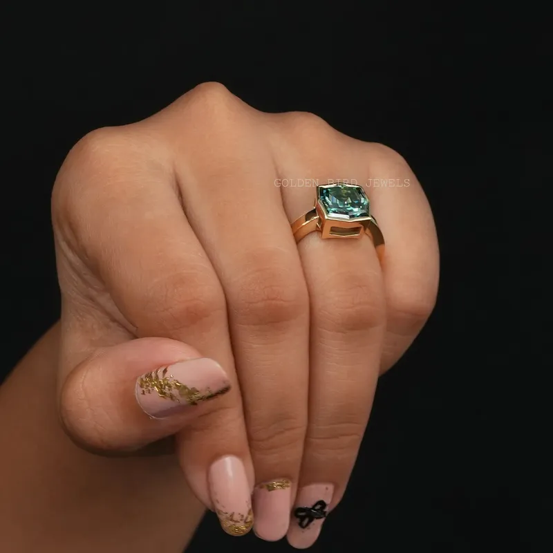 Step Cut Cushion Cut Moissanite Engagement Ring view 5