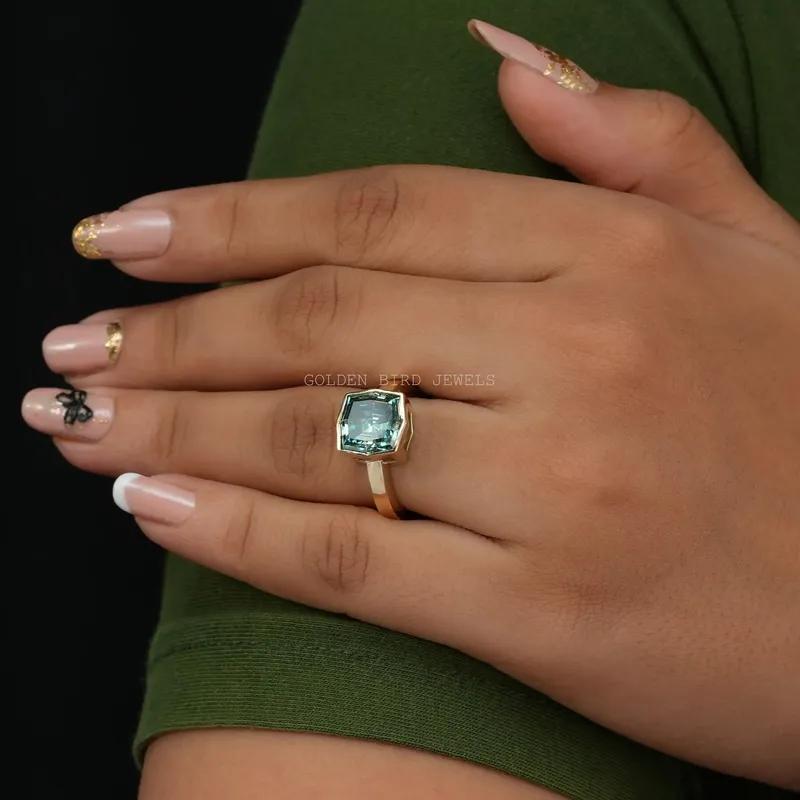 Step Cut Cushion Cut Moissanite Engagement Ring view 3