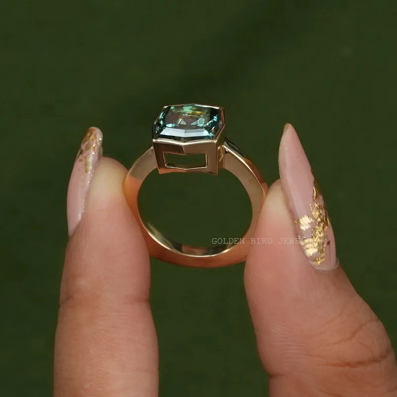 Step Cut Cushion Cut Moissanite Engagement Ring view 6