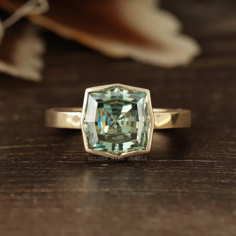 Step Cut Cushion Cut Moissanite Engagement Ring blue cushion cut engagement ring