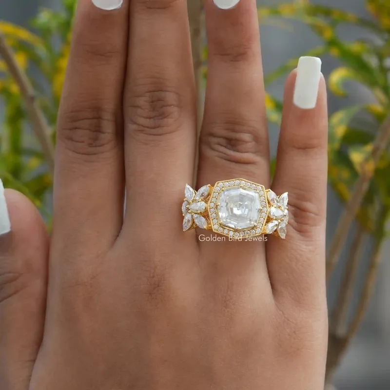 Step Cut Cushion Moissanite Art Deco Ring For Her vy 2