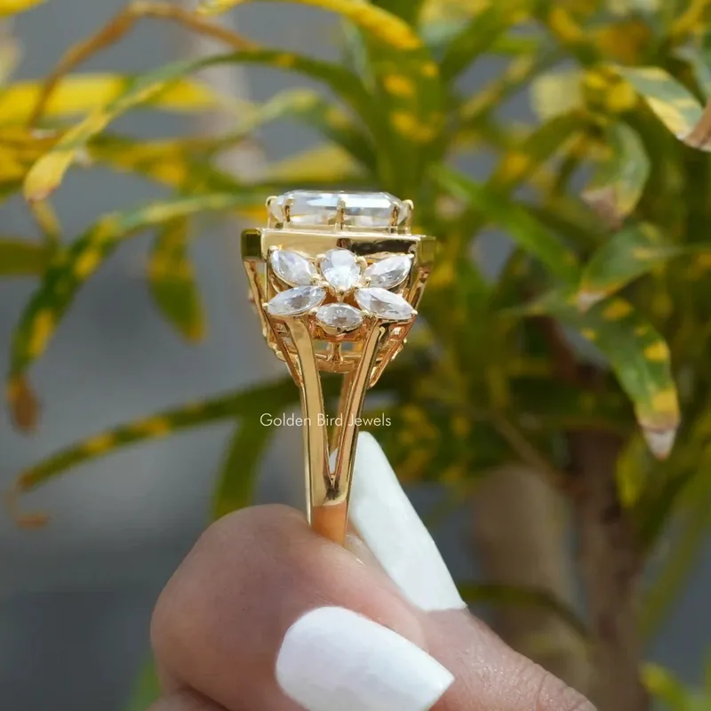 Step Cut Cushion Moissanite Art Deco Ring For Her vy 5