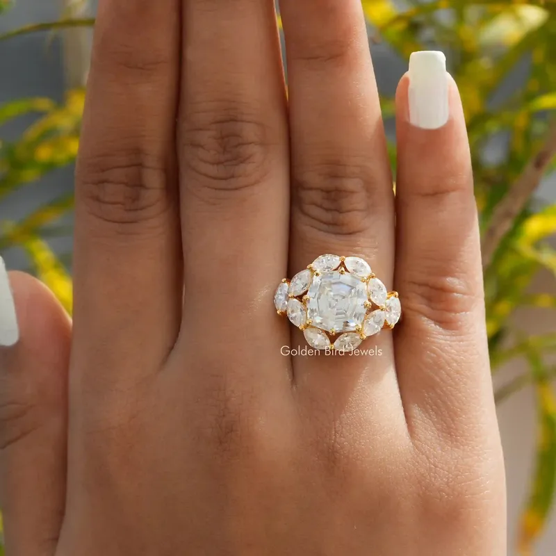 Step Cut Cushion Moissanite Art Deco Ring view 4