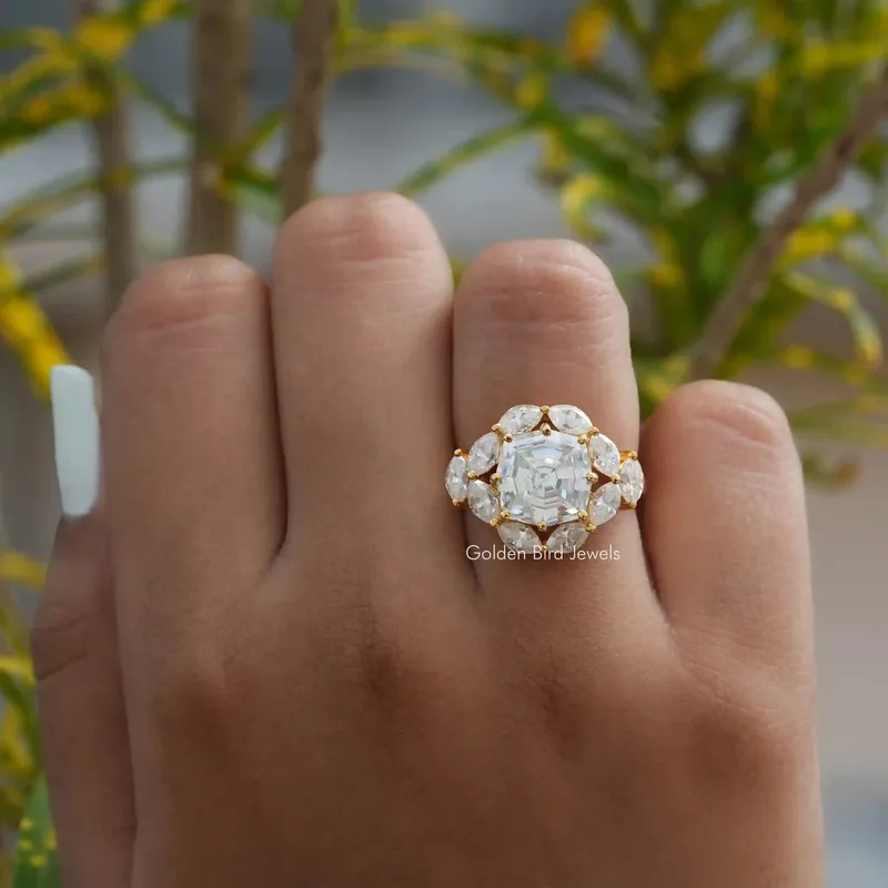 Step Cut Cushion Moissanite Art Deco Ring view 3