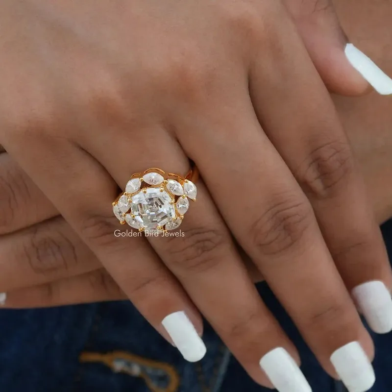 Step Cut Cushion Moissanite Art Deco Ring view 6