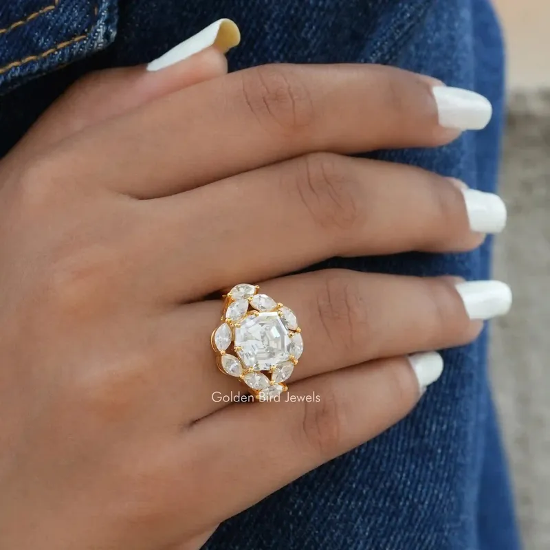 Step Cut Cushion Moissanite Art Deco Ring view 5
