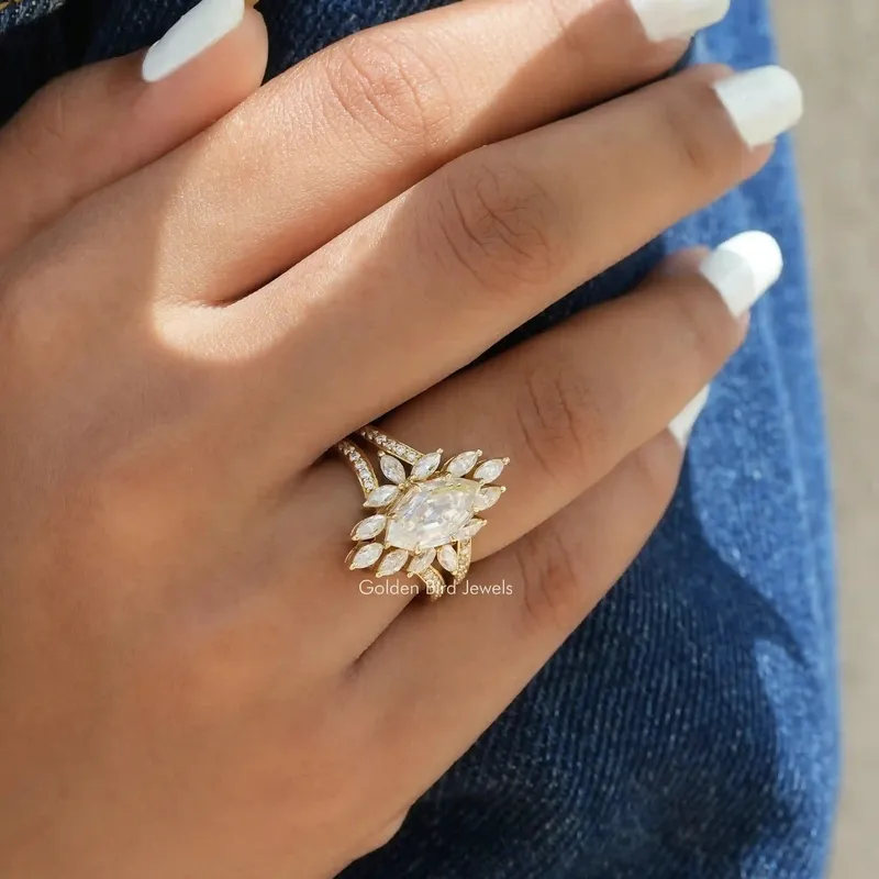 Step Cut Marquise Moissanite Engagement Ring view 5