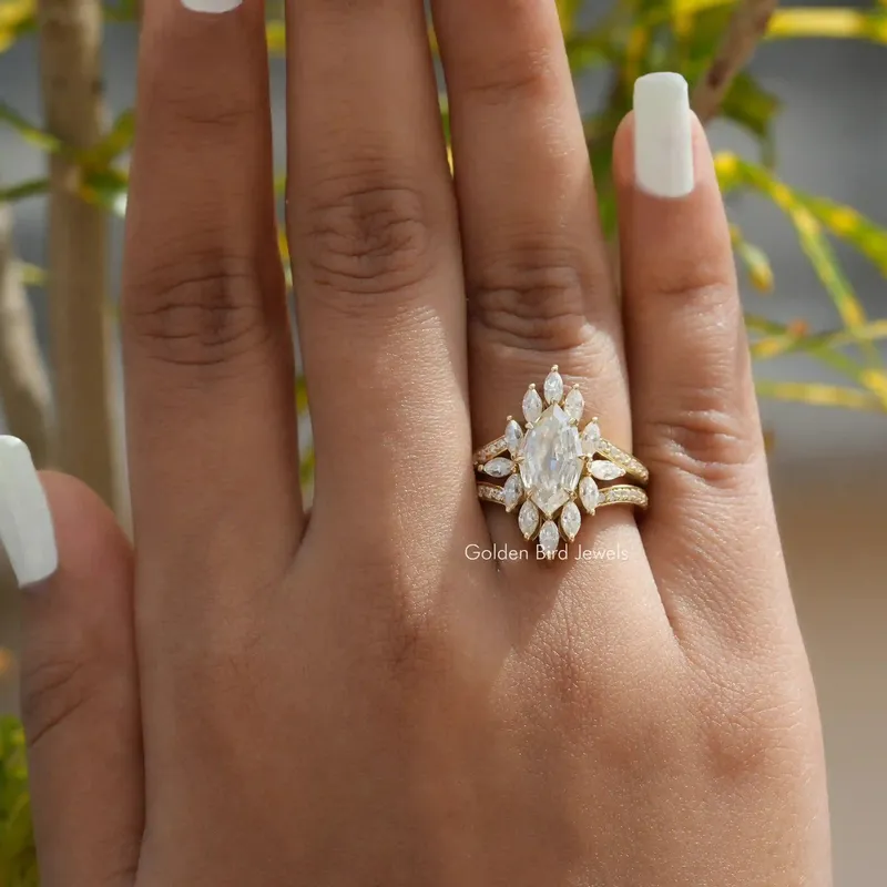 Step Cut Marquise Moissanite Engagement Ring view 4