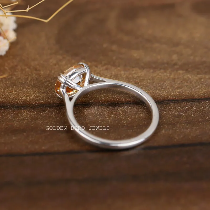 Step Cut Oval Double Prong Solitaire Ring view 9