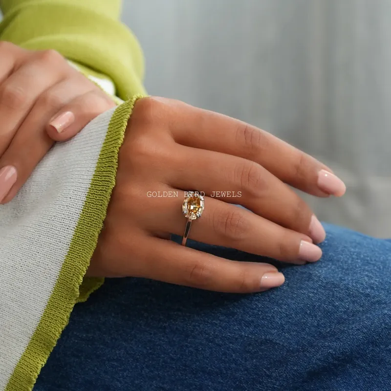 Step Cut Oval Double Prong Solitaire Ring view 4
