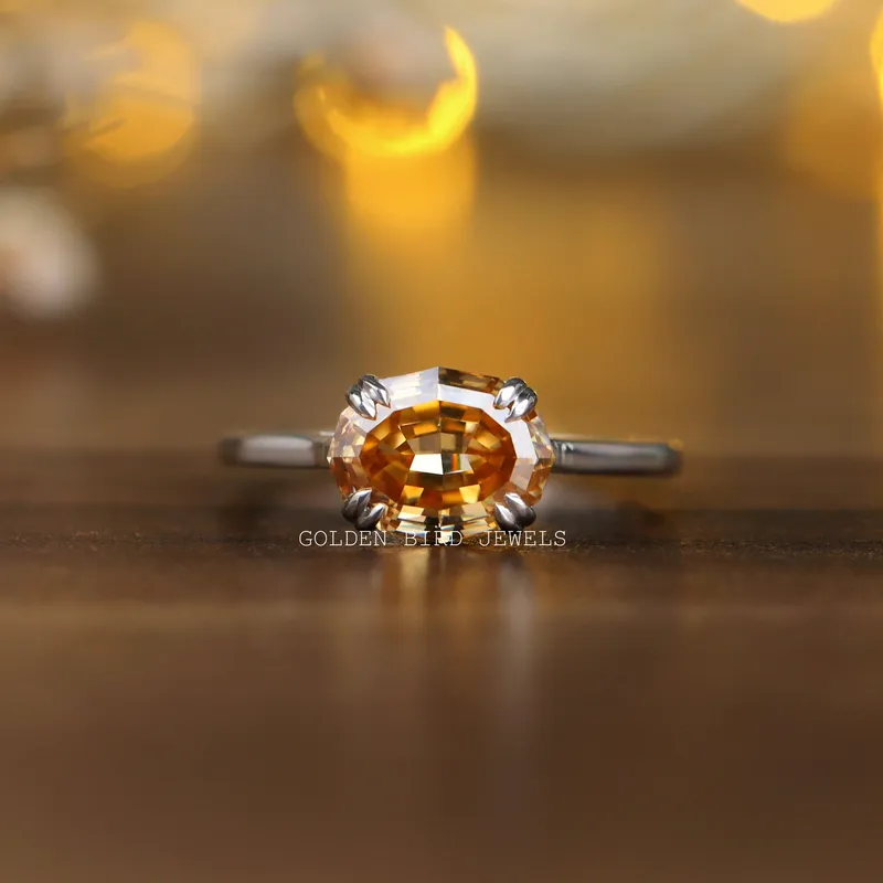Step Cut Oval Double Prong Solitaire Ring oval cut engagement ring