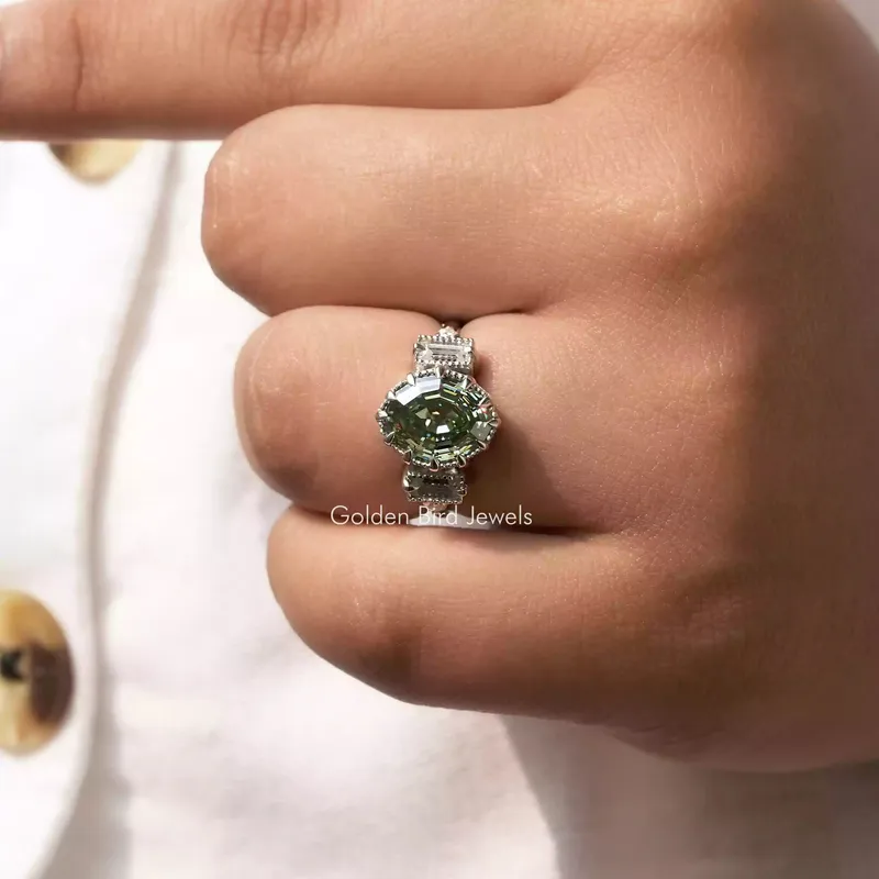 Step Cut Oval Moissanite Engagement Ring view 7