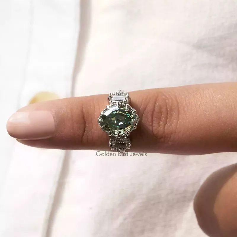 Step Cut Oval Moissanite Engagement Ring view 5