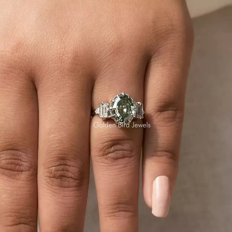 Step Cut Oval Moissanite Engagement Ring view 6