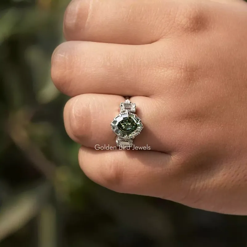 Step Cut Oval Moissanite Engagement Ring view 4