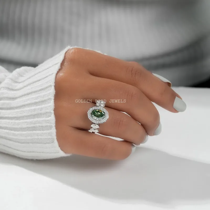 Step Cut Oval Moissanite Proposal Ring view 2