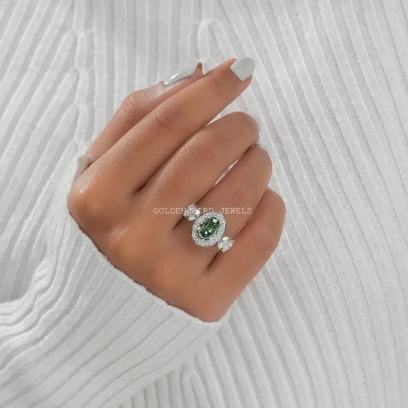 Step Cut Oval Moissanite Proposal Ring view 4