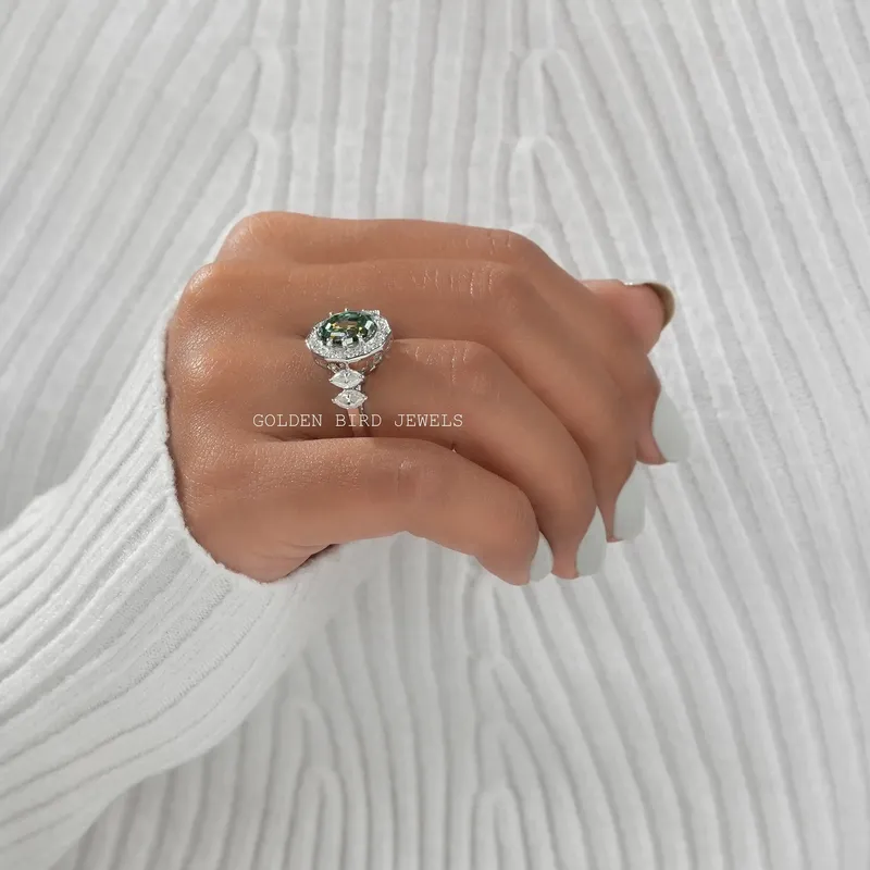 Step Cut Oval Moissanite Proposal Ring view 6