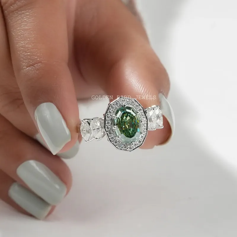 Step Cut Oval Moissanite Proposal Ring view 5