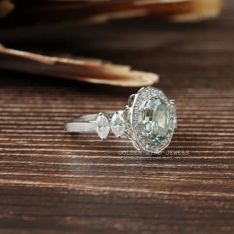 Step Cut Oval Moissanite Proposal Ring view 9