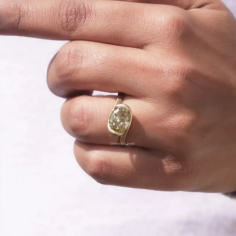 Step Cut Oval Moissanite Solitaire Bypass Ring view 5