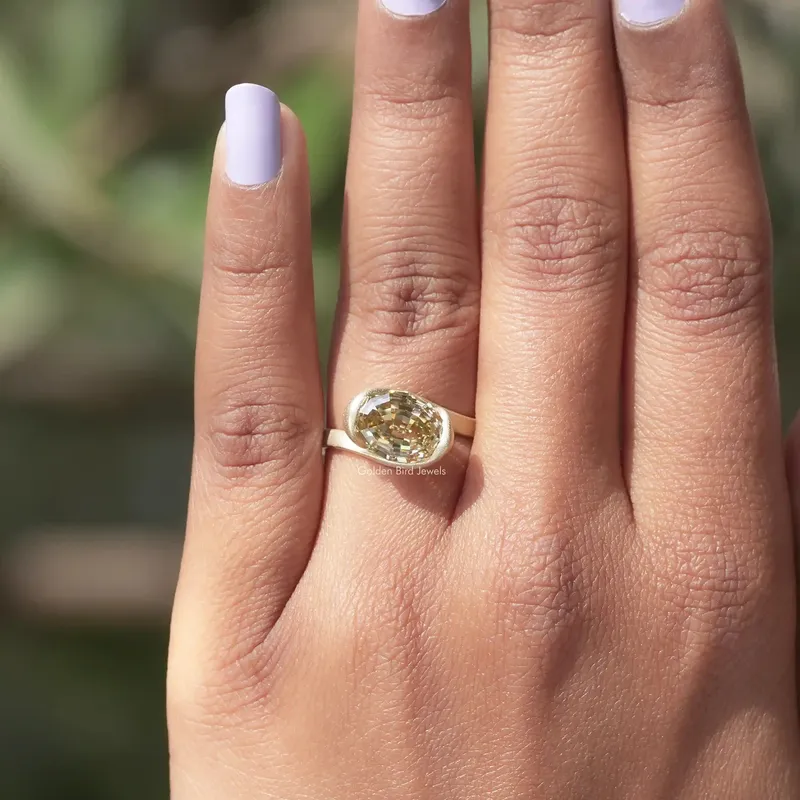 Step Cut Oval Moissanite Solitaire Bypass Ring view 6