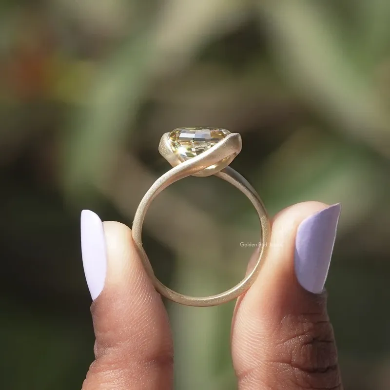 Step Cut Oval Moissanite Solitaire Bypass Ring view 2