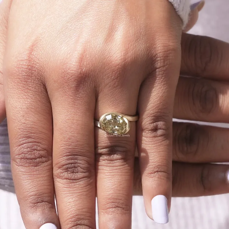 Step Cut Oval Moissanite Solitaire Bypass Ring view 7