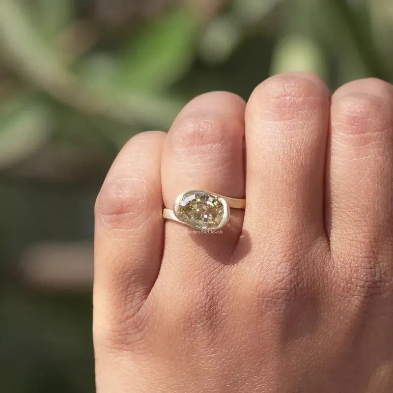 Step Cut Oval Moissanite Solitaire Bypass Ring view 8