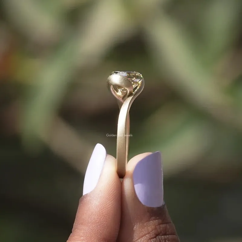 Step Cut Oval Moissanite Solitaire Bypass Ring view 3