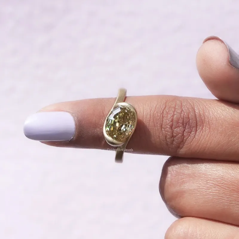 Step Cut Oval Moissanite Solitaire Bypass Ring view 4