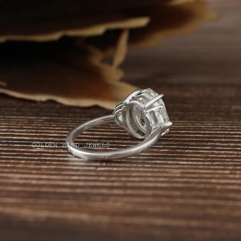 Step Cut Oval Moissanite Three Stone Engagement Ring vy 10