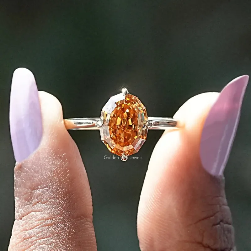 Step Cut Oval Moissanite Wedding Ring oval cut engagement ring