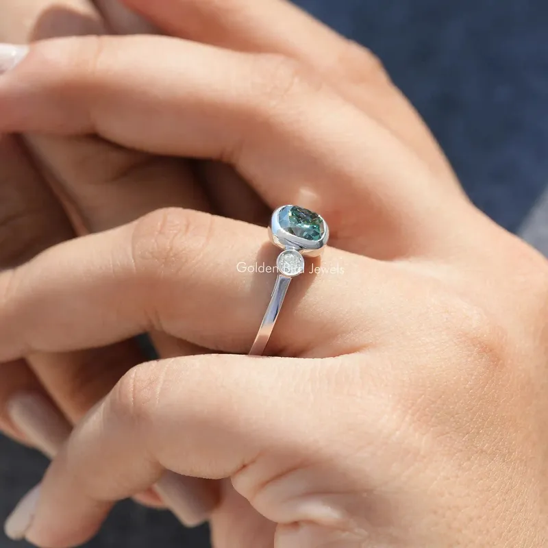 Three Stone Cushion Cut Moissanite Engagement Ring vy 5